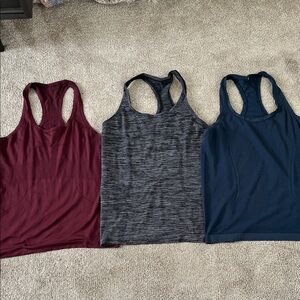 Lululemon Swiftly Women’s Racerback Tank Top - Burgundy, Heather Gray, Navy -EUC